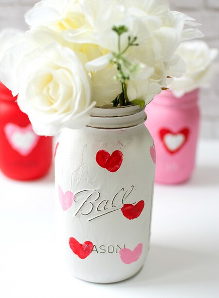 Valentine Kid Craft Idea Thumbprint Heart Mason Jar Vases 16 Of 16 750x1024