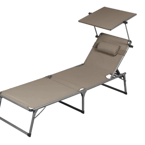 Tumbona de aluminio con parasol marrón Houston
