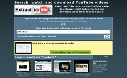 Extractyoutube.com, busca, visualiza y descarga vídeos de YouTube