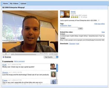 Google Vídeo para empresas en Google Apps
