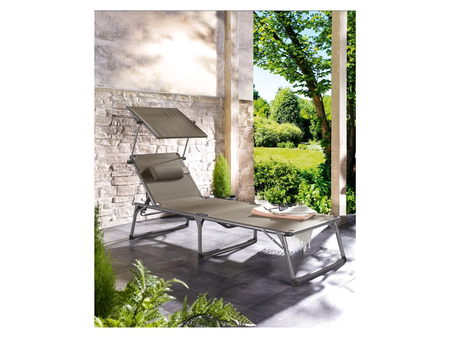 Tumbona De Aluminio Con Parasol Marron Houston
