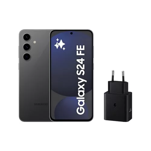 Samsung Galaxy S24 FE 256GB + Cargador - Teléfono Móvil con IA, Smartphone Android, 8 GB RAM, Cámara 50MP, Batería Larga Duración, Libre, Grafito (Versión Española)