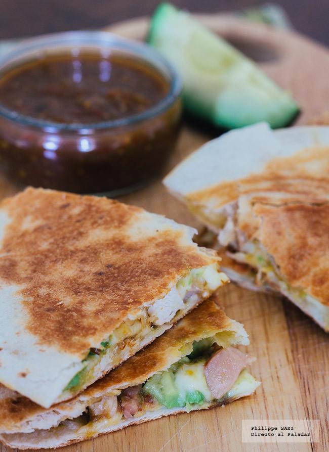 Quesadillas de pollo y tocino. Receta
