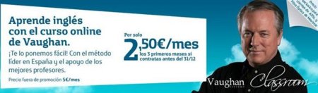 Movistar ofrece el curso online Inglés con Vaughan Classroom a sus clientes de ADSL y fibra por 5 euros al mes