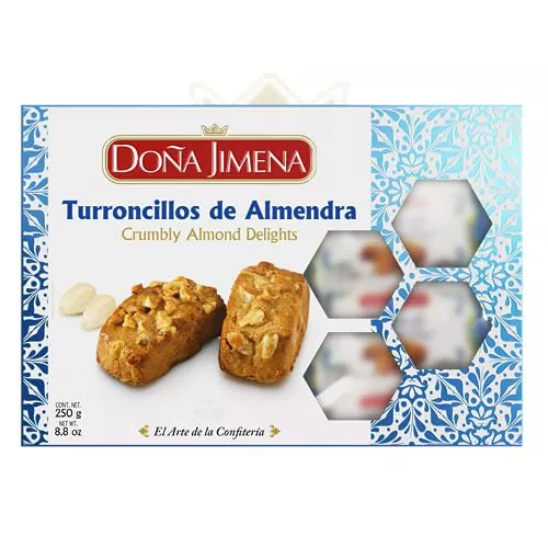 DOÑA JIMENA - Turroncillos Crujientes, Calidad Suprema, Placer al paladar, Para disfrutar, Sabor auténtico, Típico Dulce Navideño, Receta Artesanal, 250g