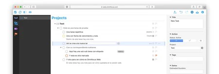 OmniFocus Web プロジェクトでタスクを作成します。