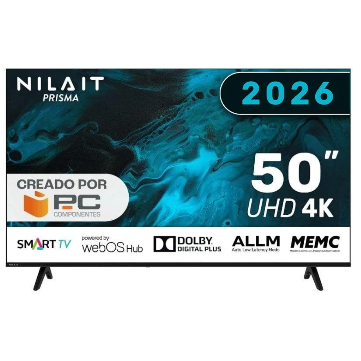 Paneles UHD 4K de 50 pulgadas con compatibilidad HDR10 y HLG. MEMC para mejorar la fluidez y ALLM para reducir la latencia automáticamente al conectar consolas. Control por voz. Sonido compatible con Dolby Audio y Dolby Digital Plus.
