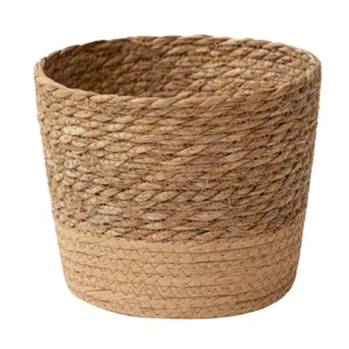 Miiauflskld Maceta de Flores Tejida de Paja, Cesta de Mimbre y Ratán Para Almacenamiento, Macetero Tejido Hecho a Mano L