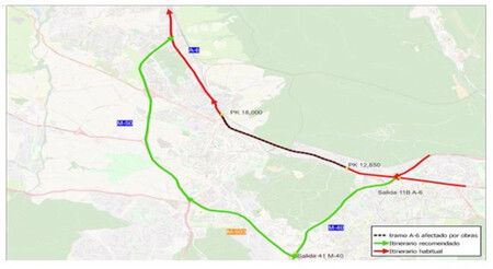 Ruta Alternativa Cortes A6 Madrid
