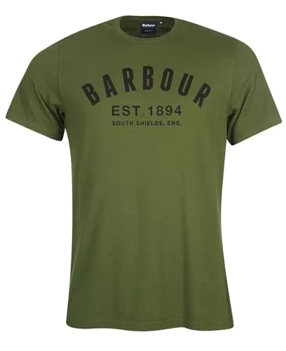 Barbour Ridge Logo T-Shirt (FR/ES, Letras, XL, Regular, Regular, Verde)