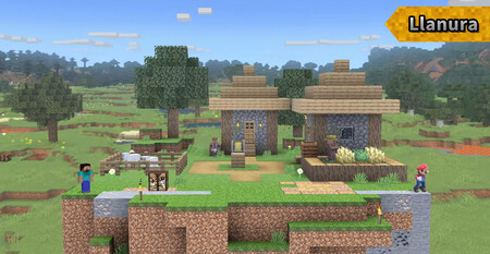 Aquí se explica cómo elegir los diferentes biomas en el escenario de Minecraft. 2 Super Smash Bros Ultimate Minecraft Etapa 01