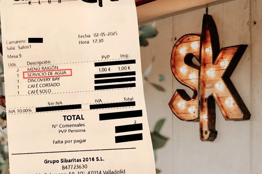 Un restaurante de Valladolid cobra el agua del grifo como 'servicio'. Alegan que es osmotizada, pero sigue siendo ilegal