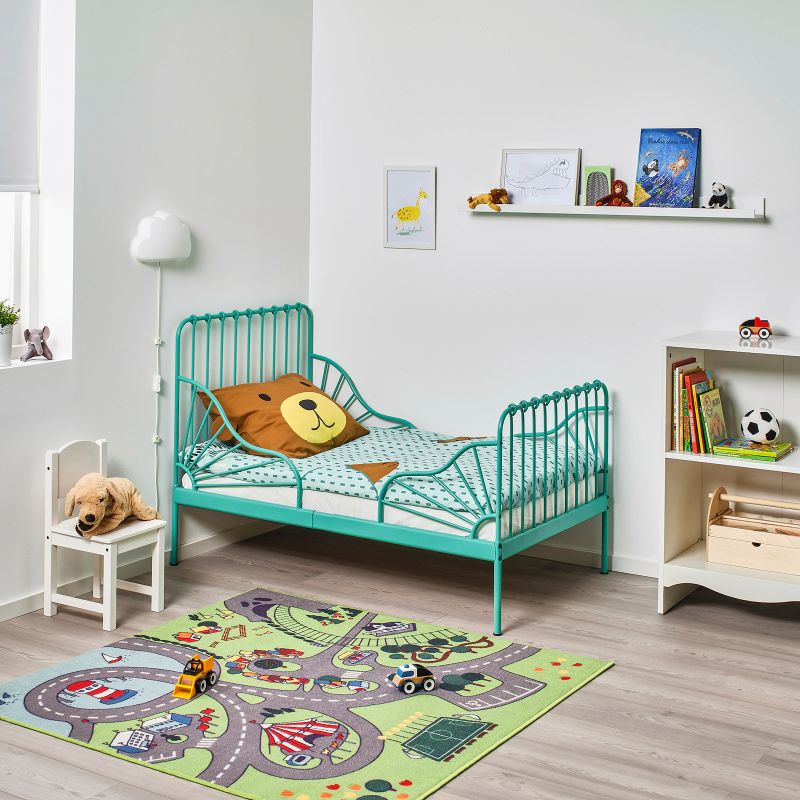 Estruc cama extens+somier láminas, turquesa80x200 cm