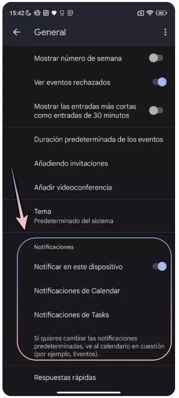 Notificaciones Calendar