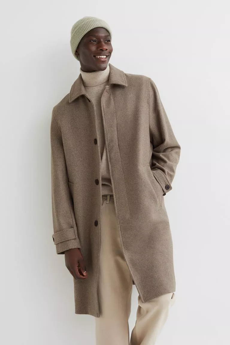 Abrigo sobretodo en mezcla de lana