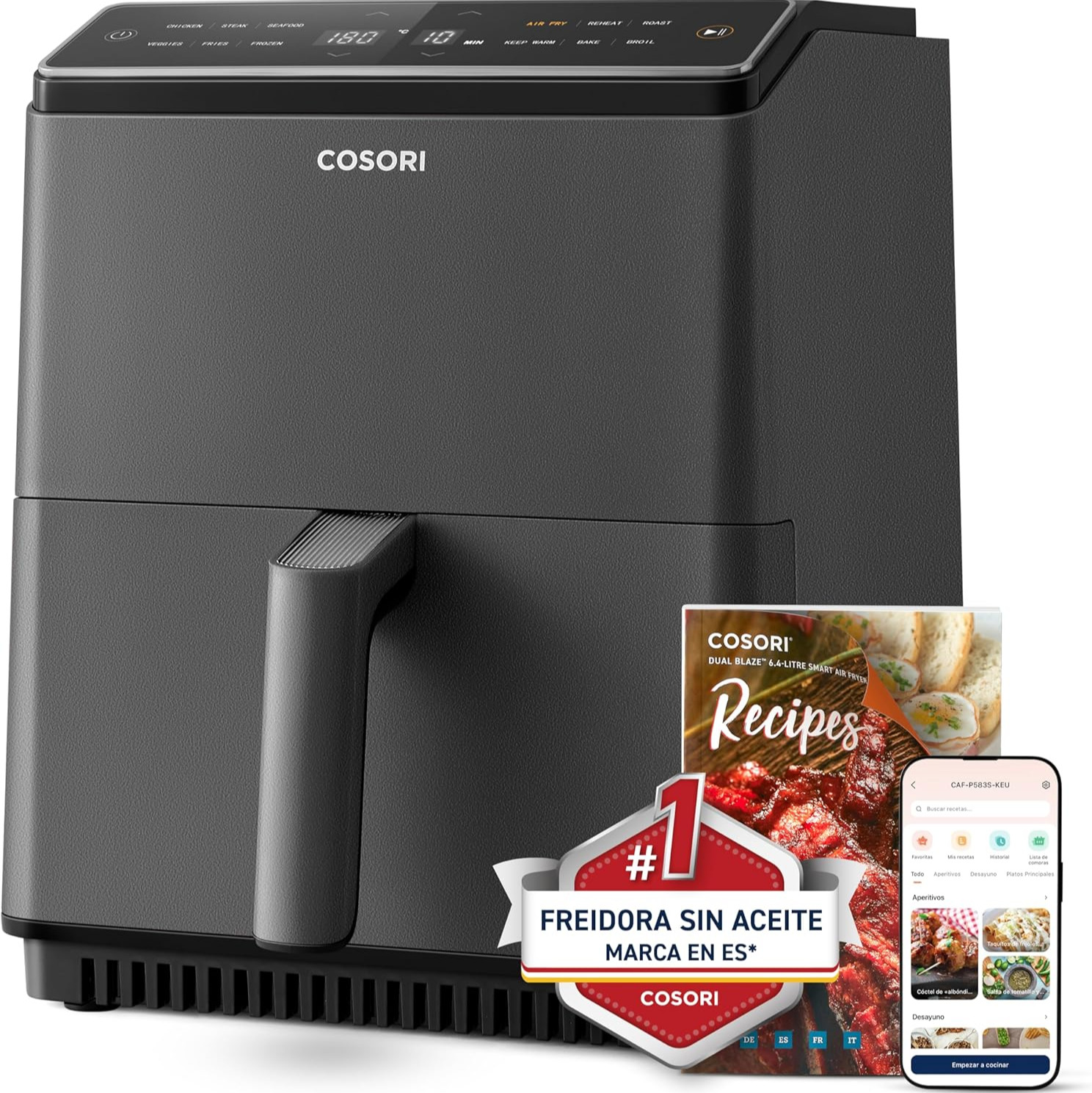 Cosori - Freidora de aire Cosori Dual Blaze Chef Edition con sistema 360 ThermoIQ + Libro de recetas exclusivo.