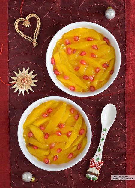 Mango caramelizado al ron con especias. Receta de postre de Navidad