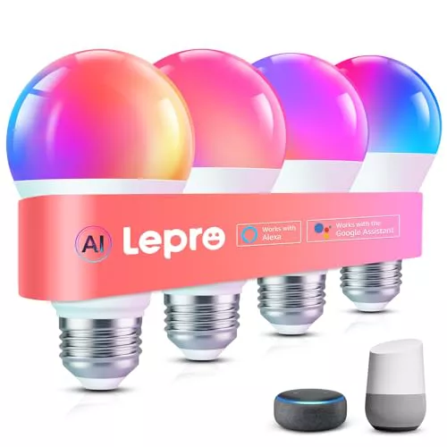 Lepro B1 AI Bombilla LED E27, pack de 4