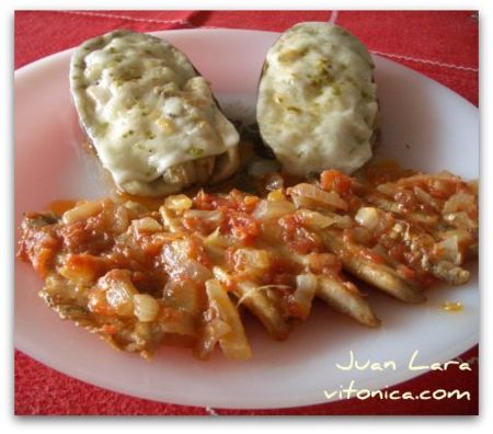 Berenjenas rellenas y sardinas. Receta Saludable