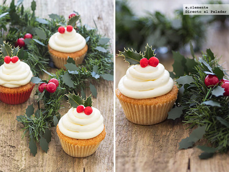 Cupcakes de limón con cobertura ligera de queso. Receta de navidad