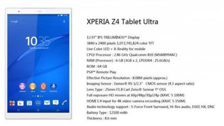 Sony Xperia Z4tablet Ultra