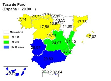 Mapa del paro por Autonomías: así cerró 2015