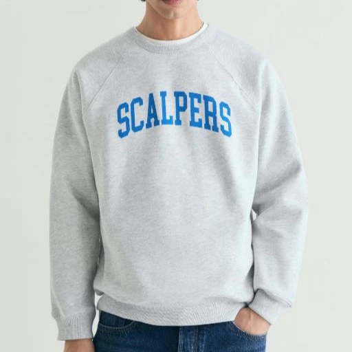 Sudadera de hombre con cuello redondo y logo frontal Gris claro Scalpers

