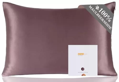 ZIMASILK Funda de Almohada de Seda 19 Momme, 40x60 cm, Púrpura Gris
