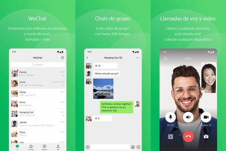 Capturas de pantalla promocionales de WeChat