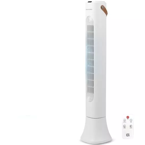 Grunkel Torre de Ventilación de 50W TF-DSG | 4 Velocidades | 3 Modos Normal/Natural/Sueño | Oscilación Electrónica | Temporizador 1-7h | Mando a Distancia | 93 cm (Blanco)