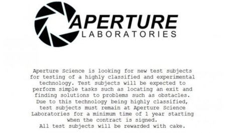 Imagen de la semana: Aperture Science busca trabajadores