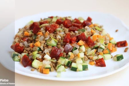 Receta de ensalada de lentejas con chorizo