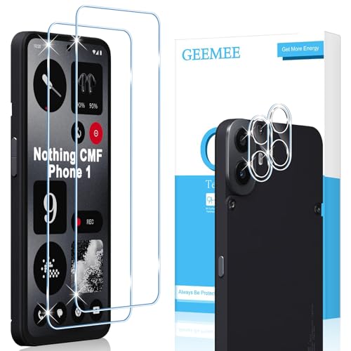 GEEMEE 2+2 Piezas Protector de Pantalla para Nothing CMF Phone 1 y Protector de Lente de Cámara
