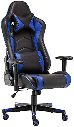 STmeng Comfort X2 Silla Gaming Ergonómica, Silla de Oficina Silla Escritorio con Altura Ajustable, Sillas Gamer con Giratoria Soporte Lumbar Reposabrazos Asiento Acolchado Carga 300kg, Azul