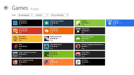 Categorías en Windows Store