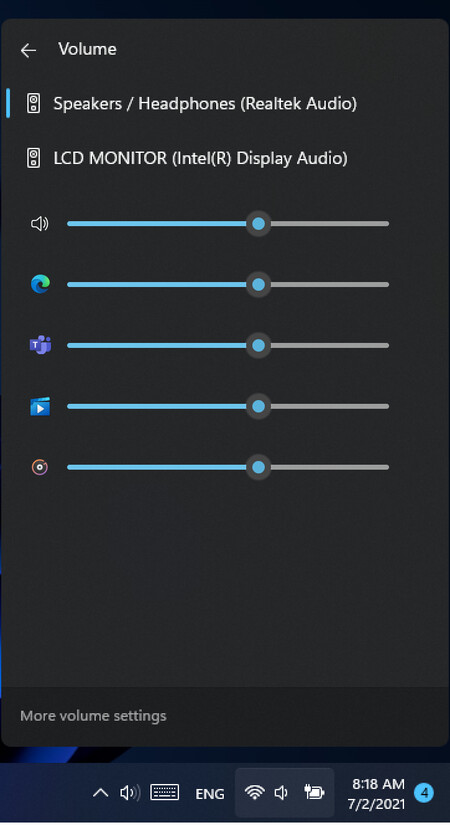 Mezclador De Volumen Centro De Actividades Windows 11