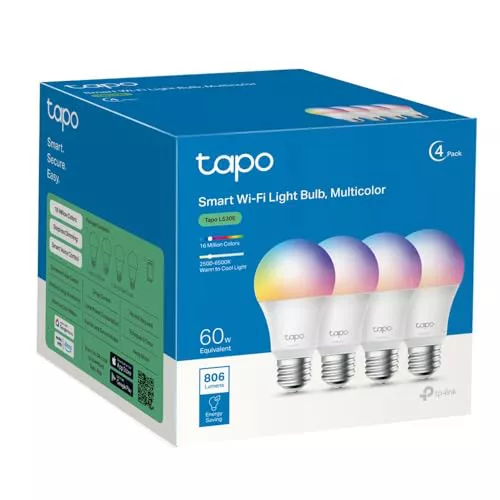 Tapo L530E (4 paquetes) – Bombilla LED inteligente Wi-Fi, multicolor