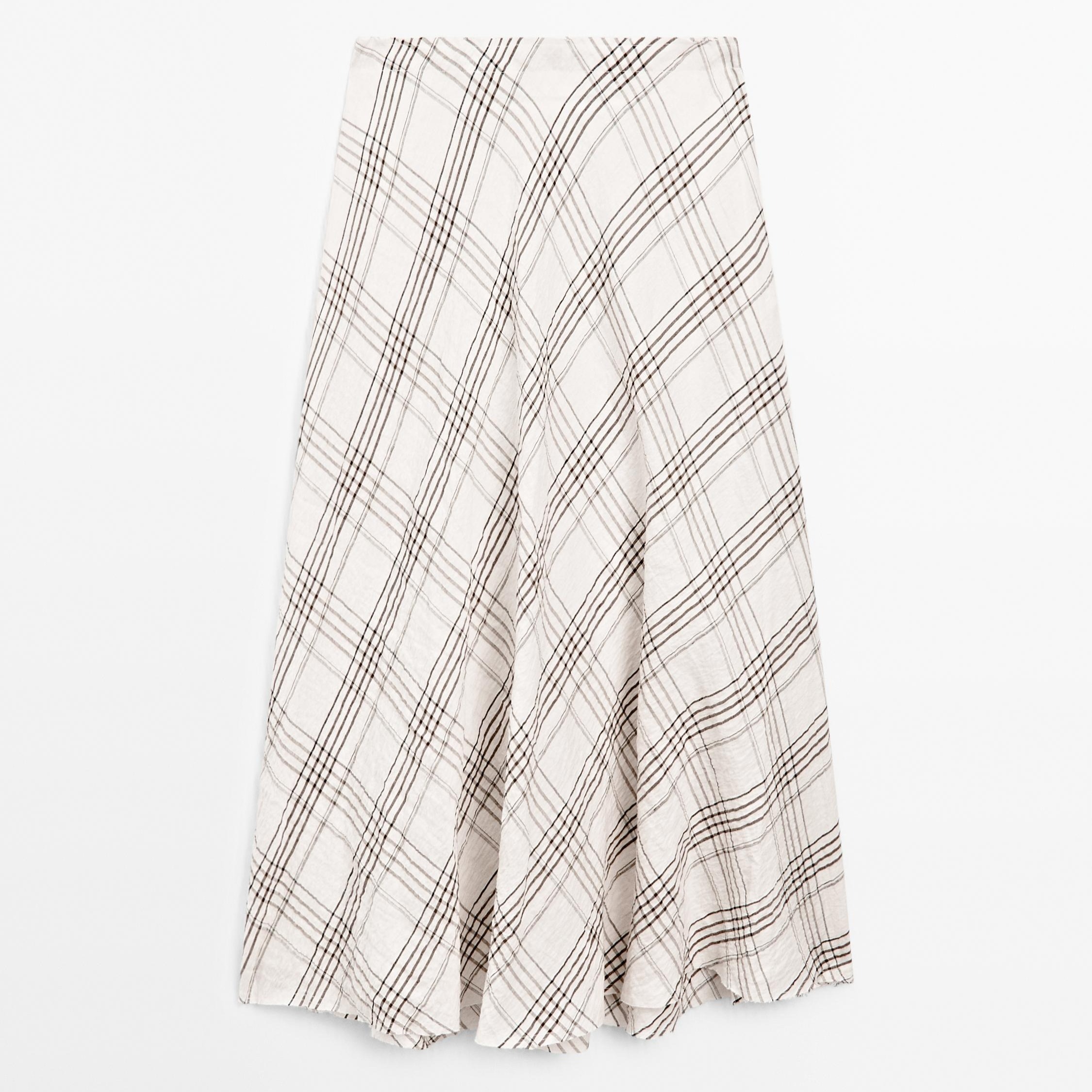 Falda midi cuadros fluida