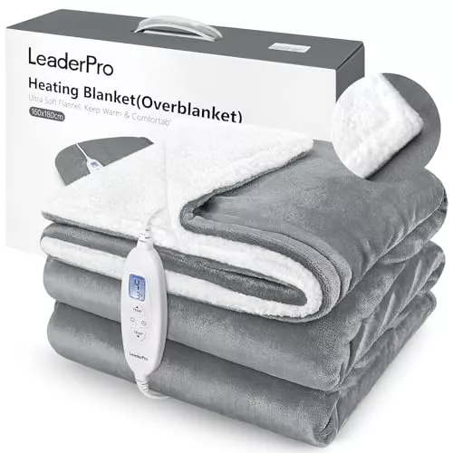 LeaderPro Manta Eléctrica 180x160 cm, 10 Niveles Temperatura｜Apagado Automático 1-9H