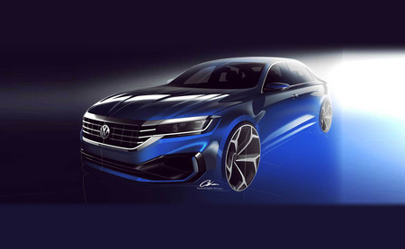El Volkswagen Passat 2020 deja ver su agresiva fisonomía en estos bocetos antes de su debut en Detroit