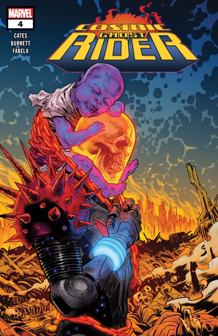 Bebê Thanos nos ombros de Frank. Imagem | Marvel Comics