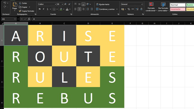 Excel Wordle