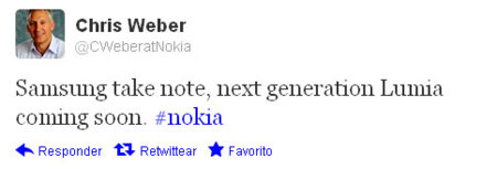 Chris Weber de Nokia le lanza un recadito a Samsung: preparaos, los nuevo Lumia están en camino