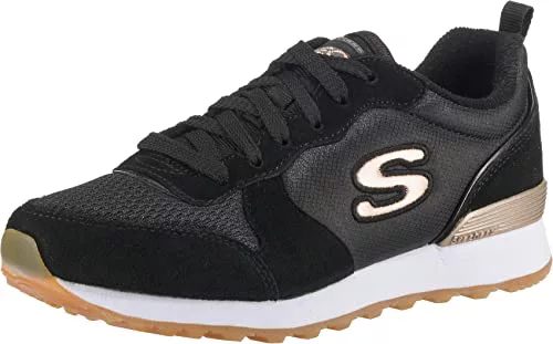 Skechers OG 85 Goldn Gurl, Zapatillas para Mujer, Black Suede Nylon Mesh Rose Gold Trim, 38 EU