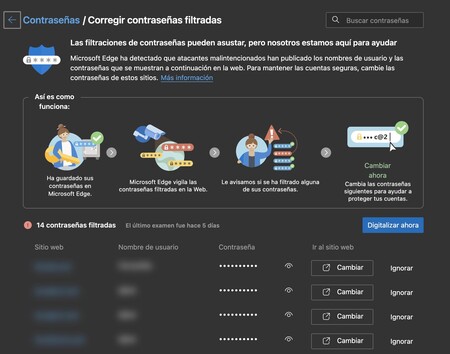 Así de fácil y con un sólo click, se puede cambiar en Edge una contraseña insegura o que haya sido filtrada