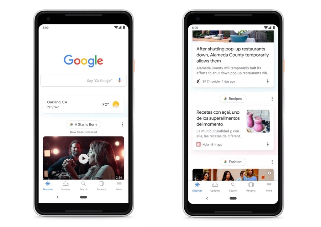 Google prueba un nuevo diseño para Discover: más limpio y sin barra de búsqueda