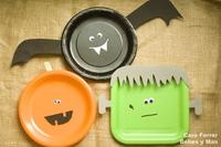 Manualidades sencillas de Halloween: platos monstruosos para colgar en la pared