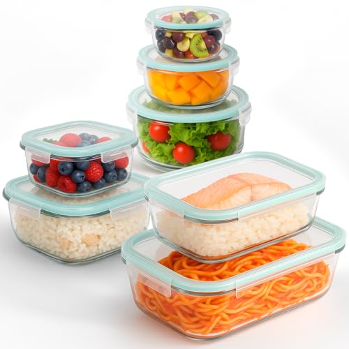 edihome, Recipientes de Cristal para alimentos, 14 Piezas 