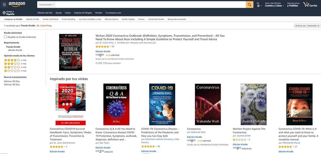 Avalancha de libros plagiados y/o pseudocientíficos sobre el coronavirus, que se cuelan entre los más vendidos de Amazon.com