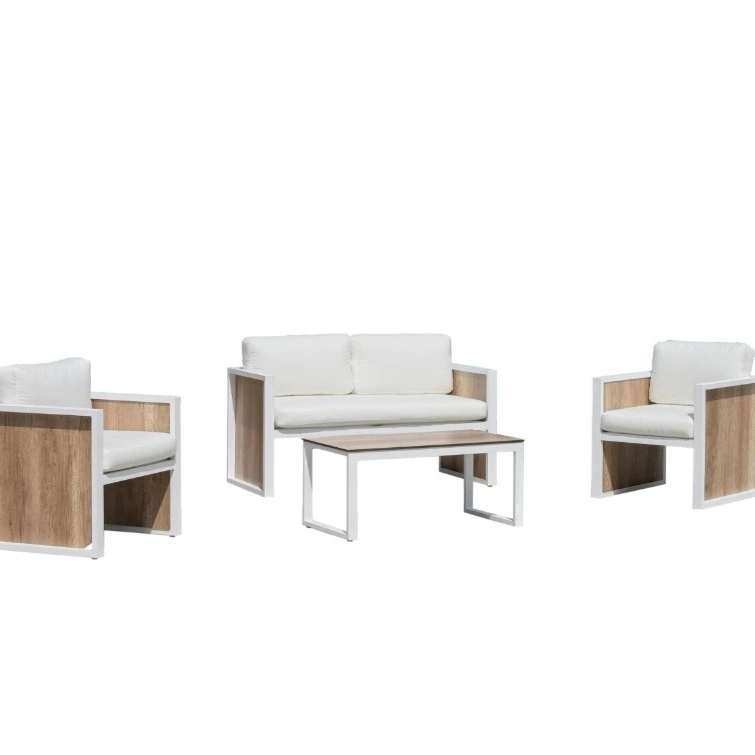 Set de jardín ALBANI-7 blanco de 4 plazas
